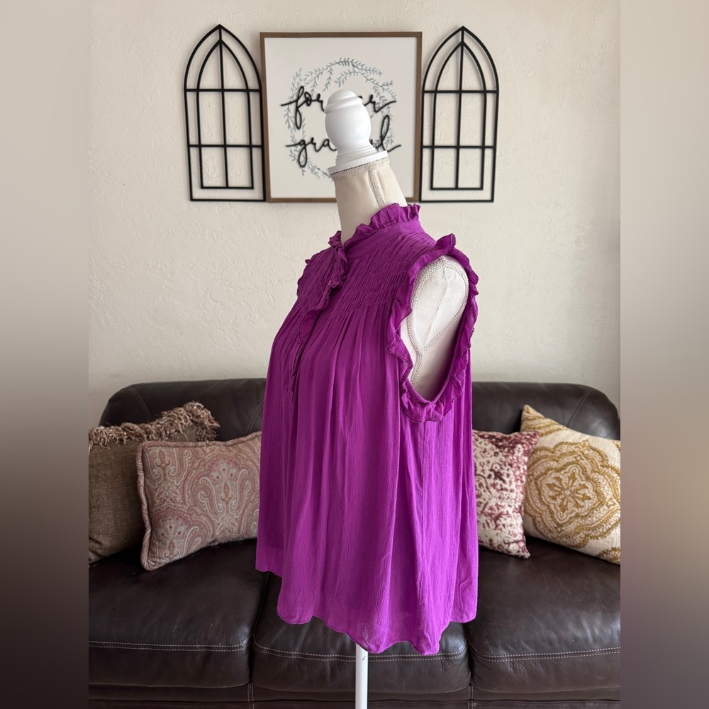 Ba&sh Nuit Ruffle Top In Magenta Size S (1) Summer Designer Casual - Picture 11 of 13